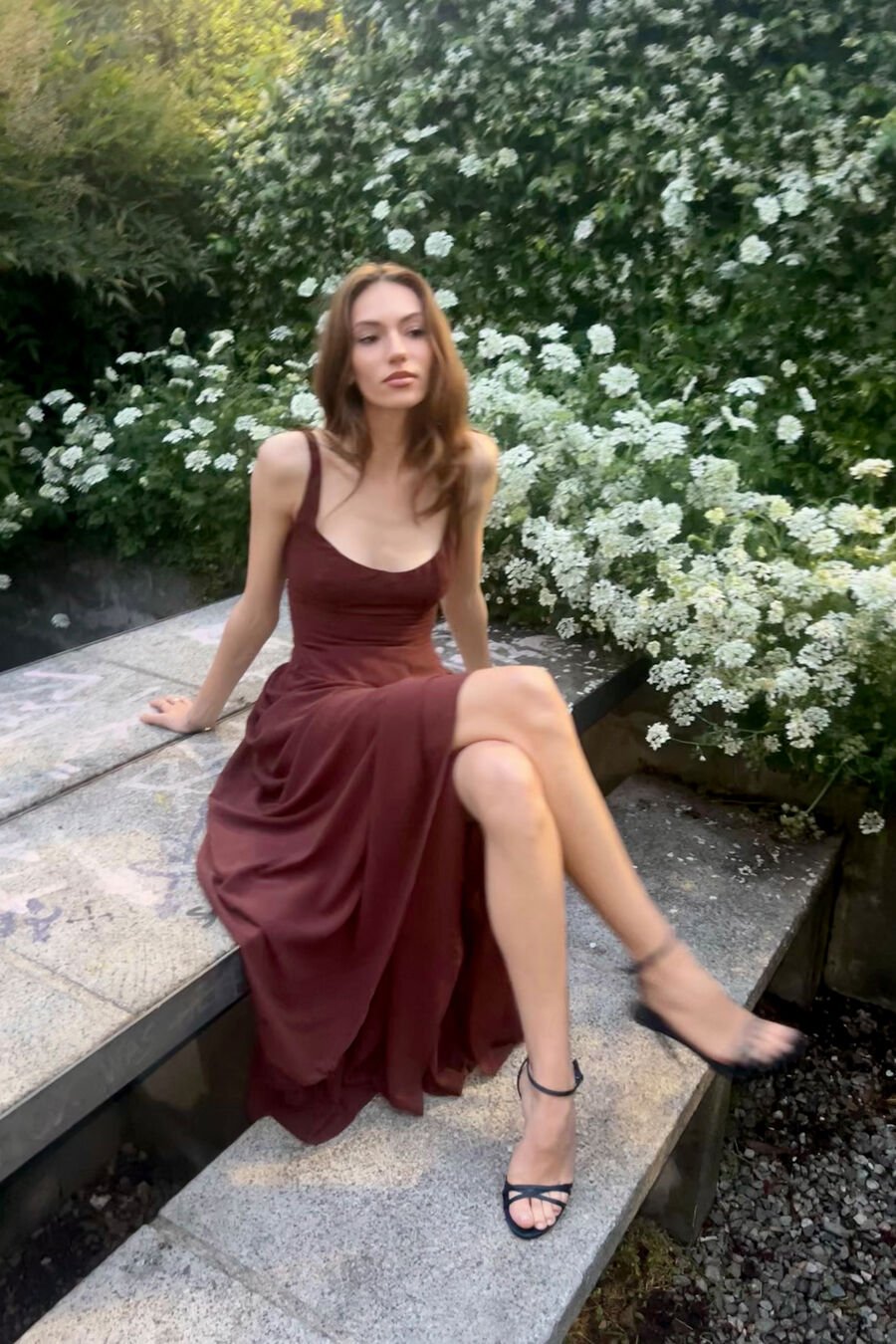BRIANN MAXI DRESS in colour CHOCOLATE