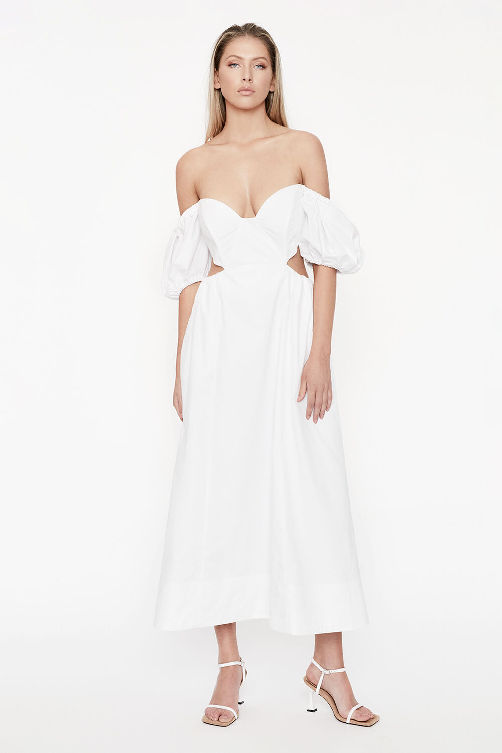 MAKAELA MIDI DRESS in colour BRIGHT WHITE