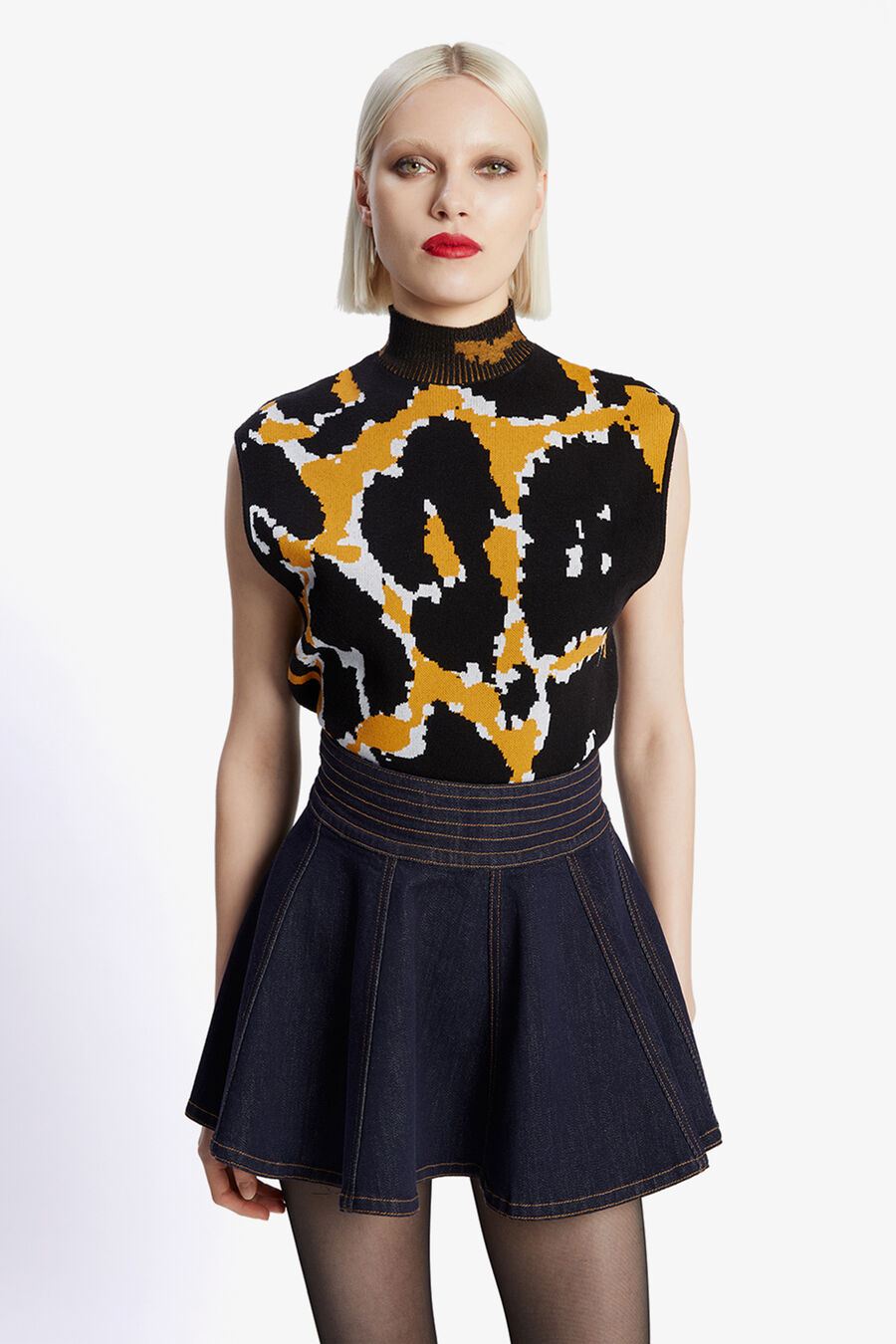 ARUBA DENIM MINI SKIRT in colour DARK