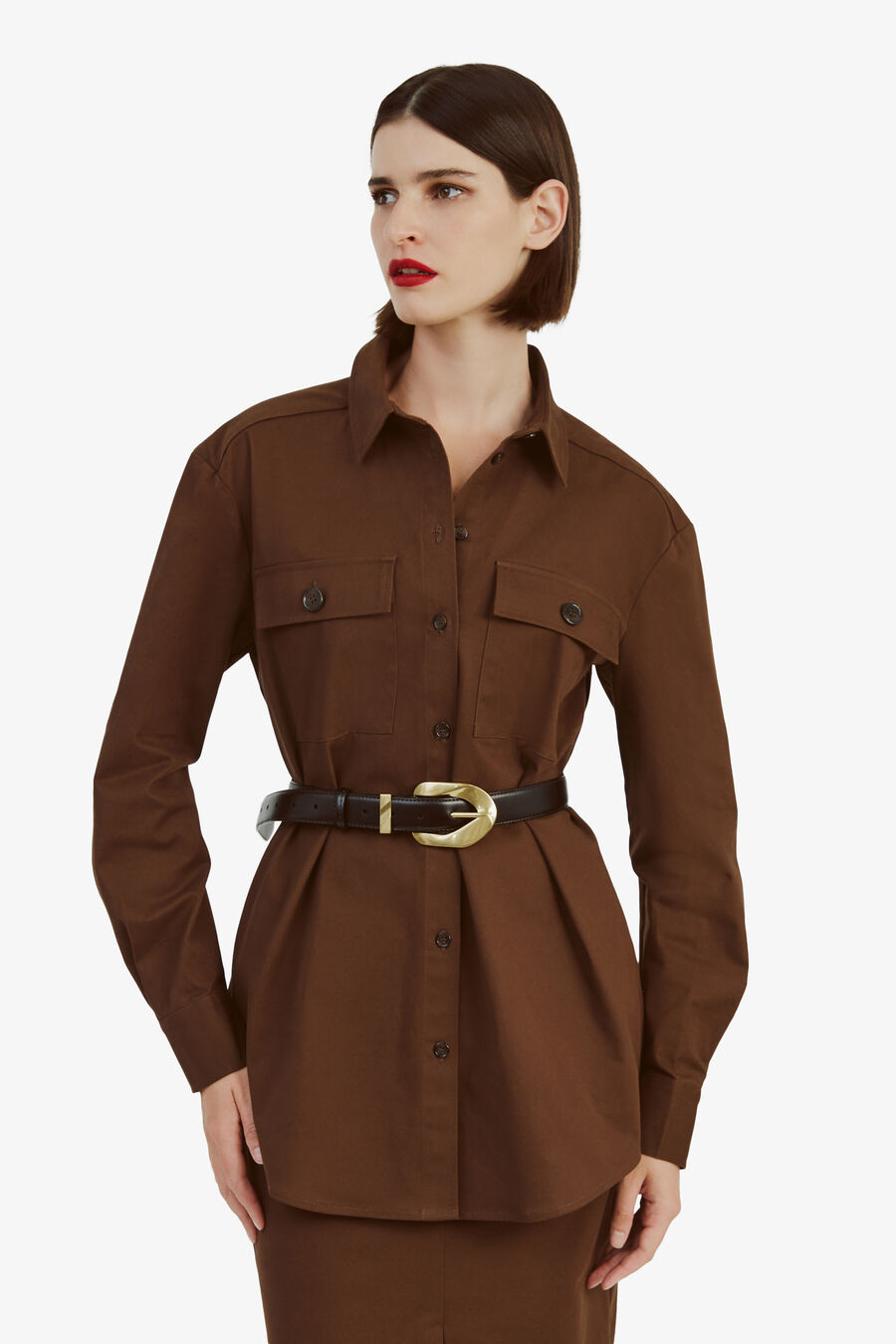 TYBI COTTON SHIRT in colour CHOCOLATE