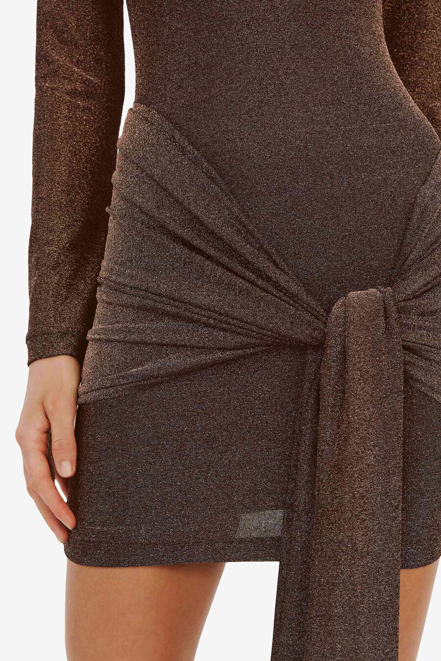 SERAPHINA TIE FRONT DRESS in colour BRONZE