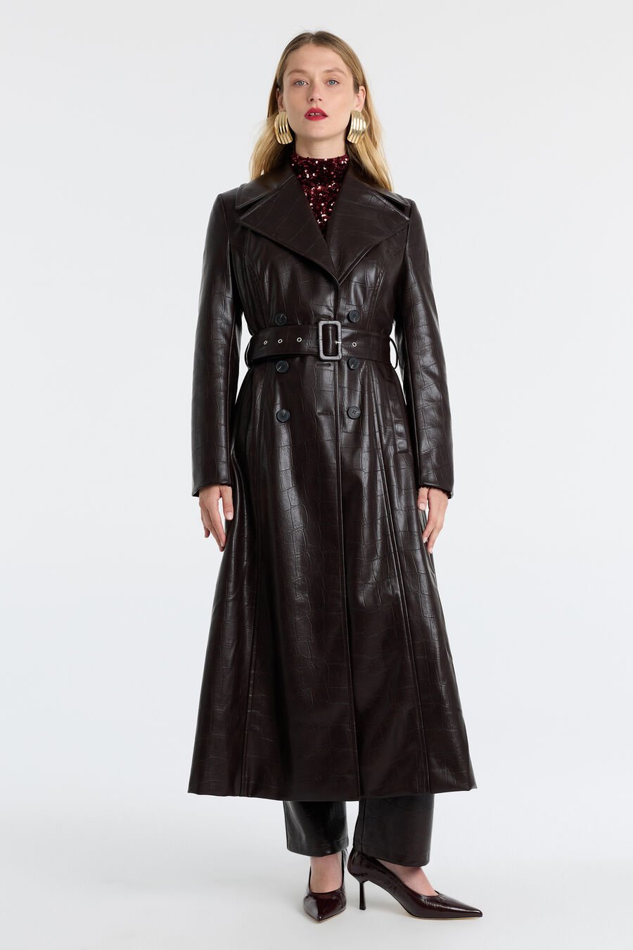 Andros Vegan Croc Leather Coat