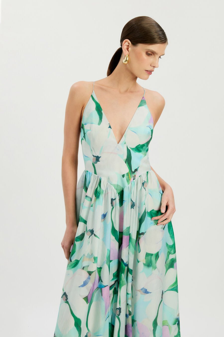 ARLETHA HALTER MAXI DRESS in colour Green Flo