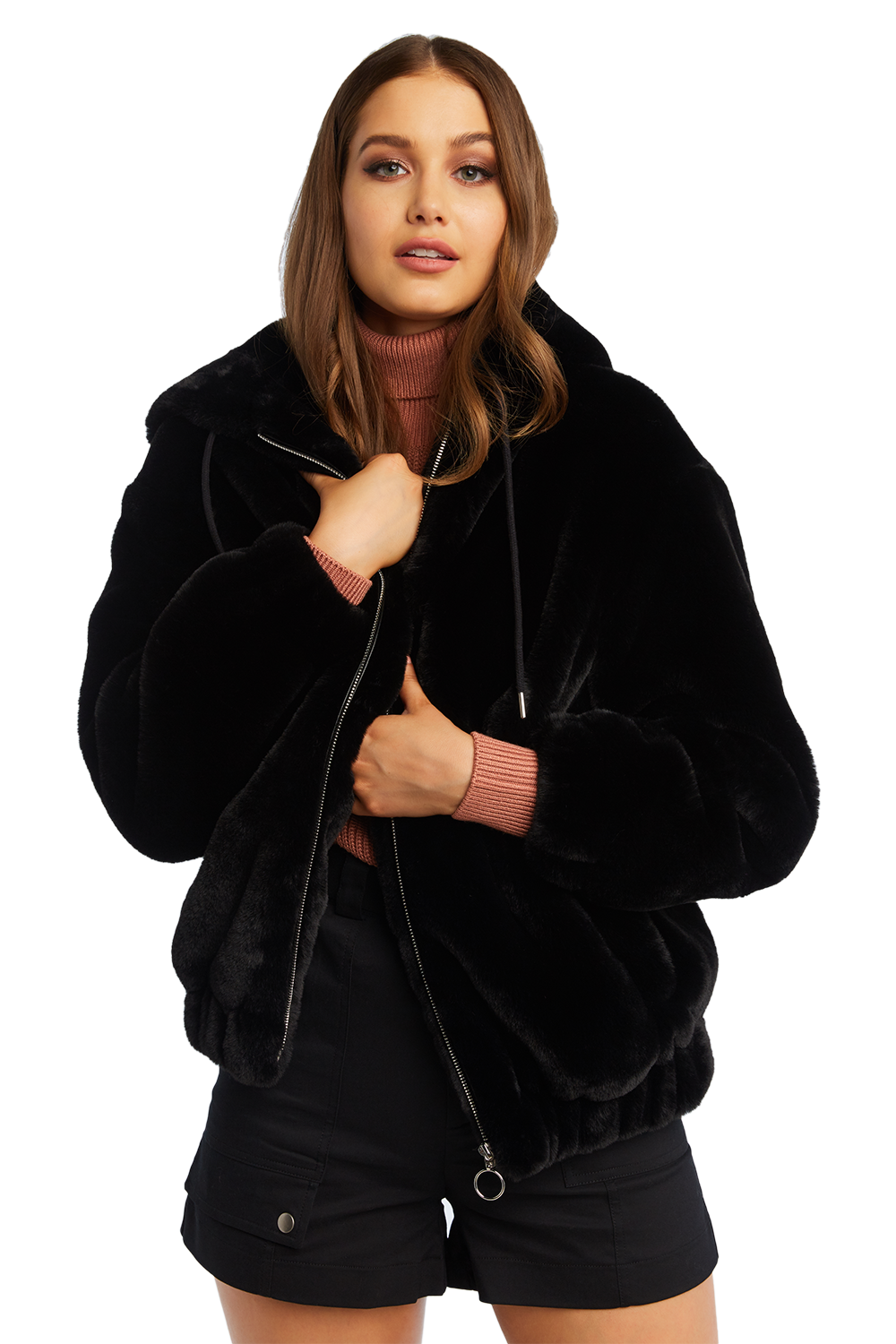 GIGI ZIP FAUX FUR JACKET
