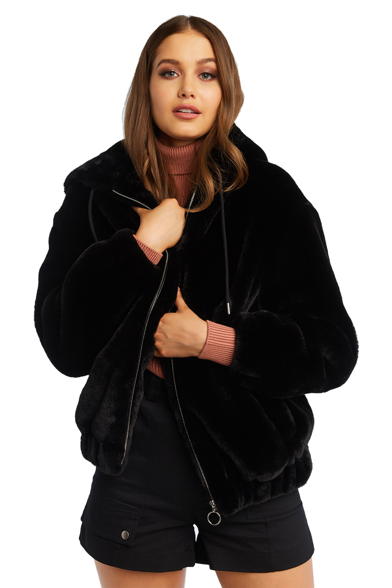 GIGI ZIP FAUX FUR JACKET