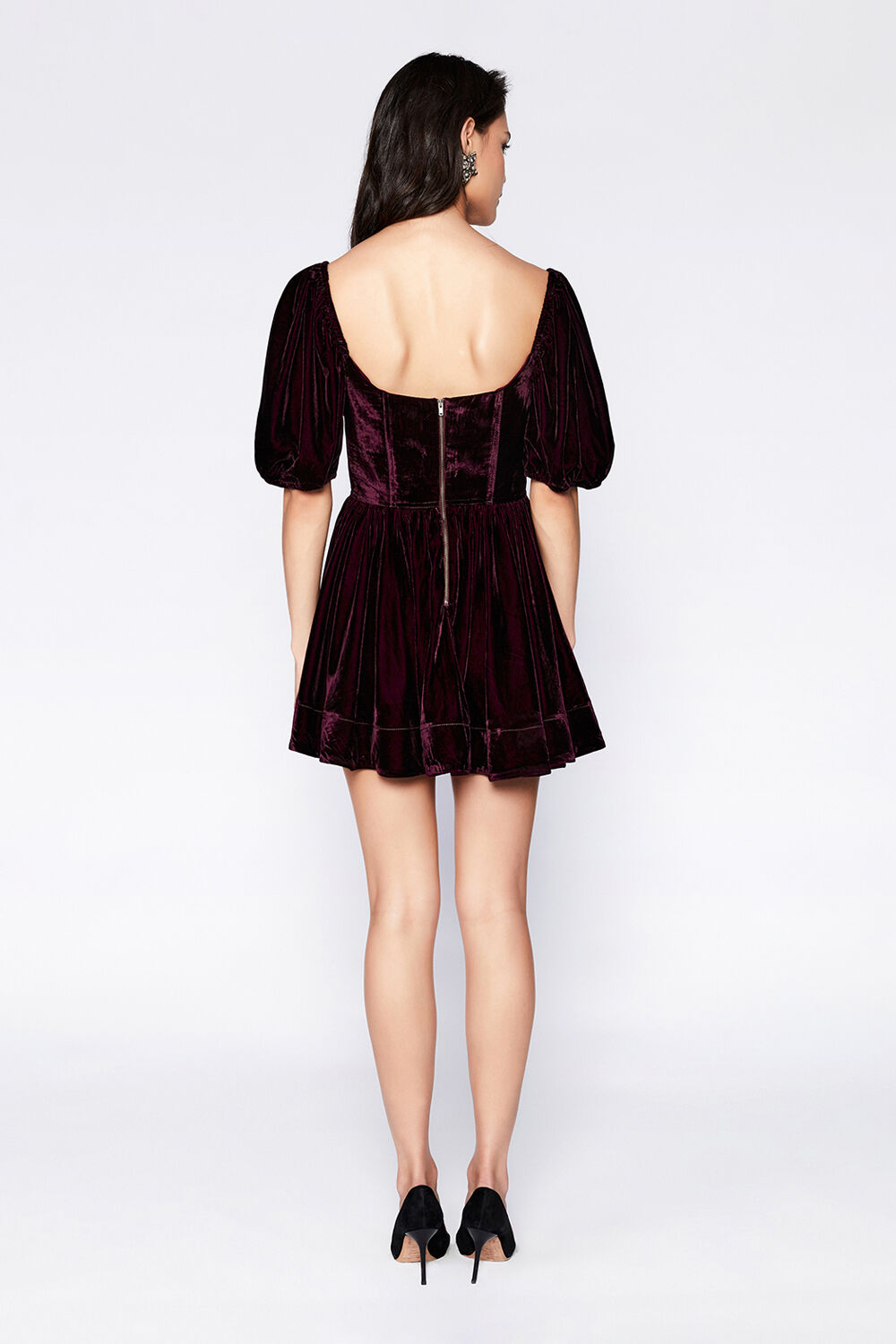 VELOUR CORSET MINI DRESS in colour BURGUNDY