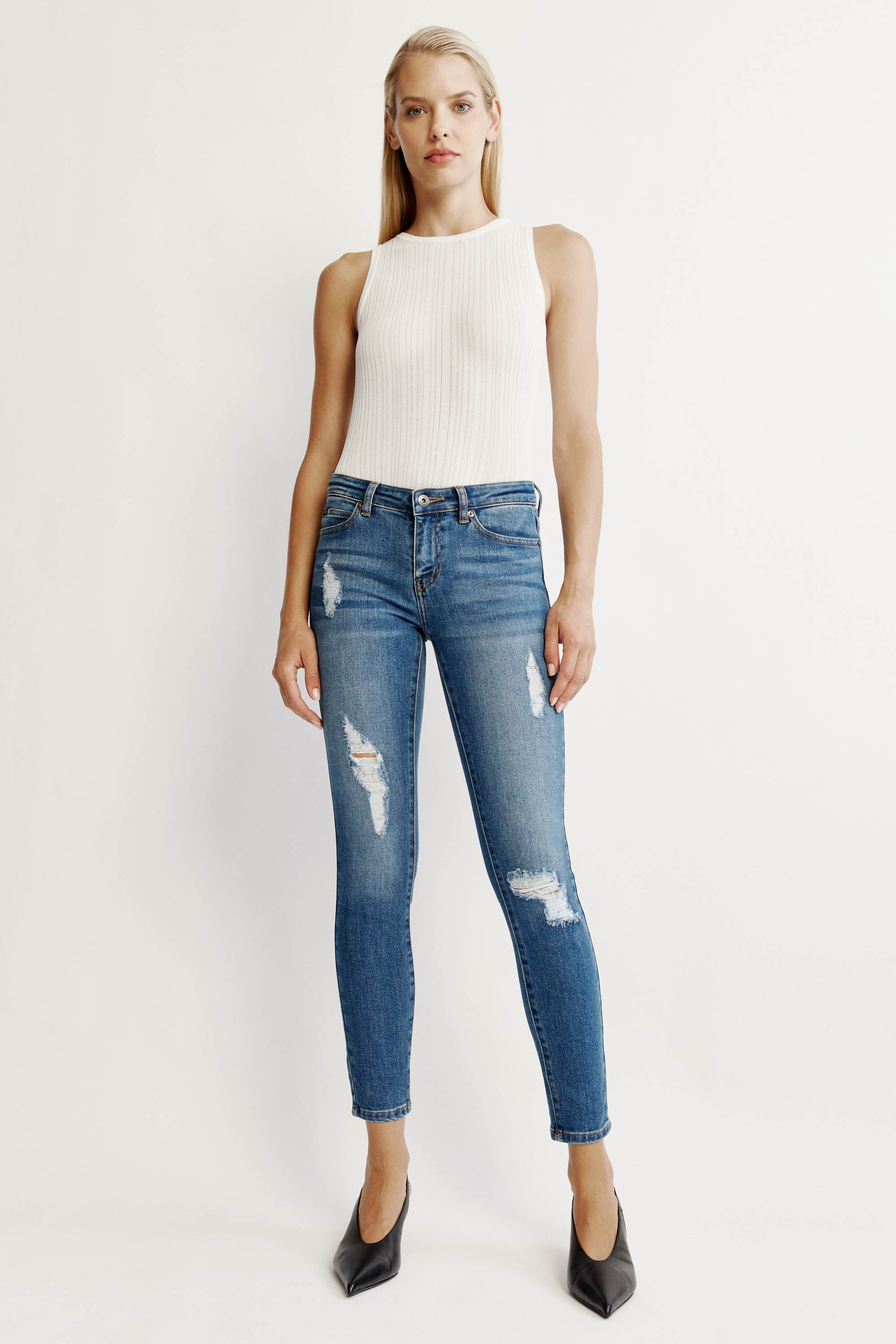 Kate Hipster Jeans In Dark Denim Bardot