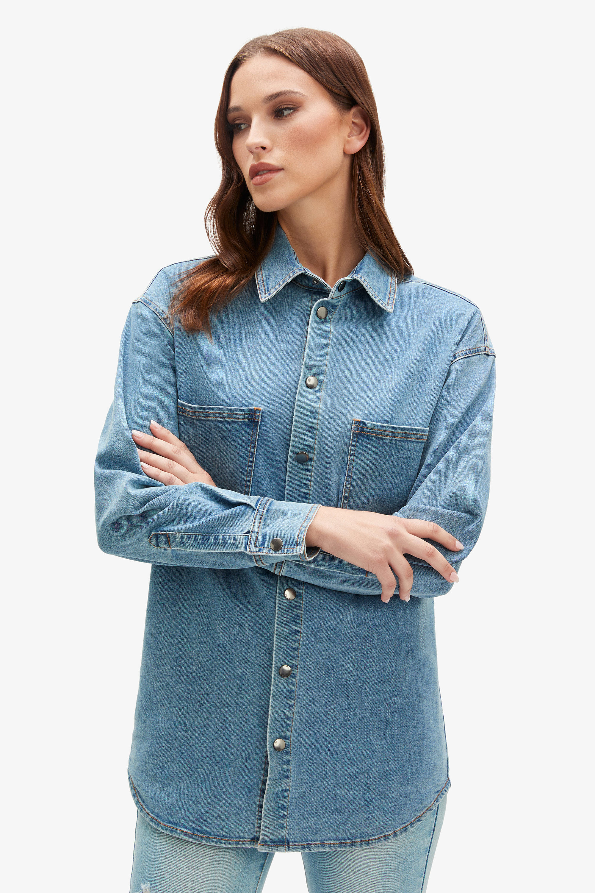 Oversized Denim Shirt In Acid | Bardot