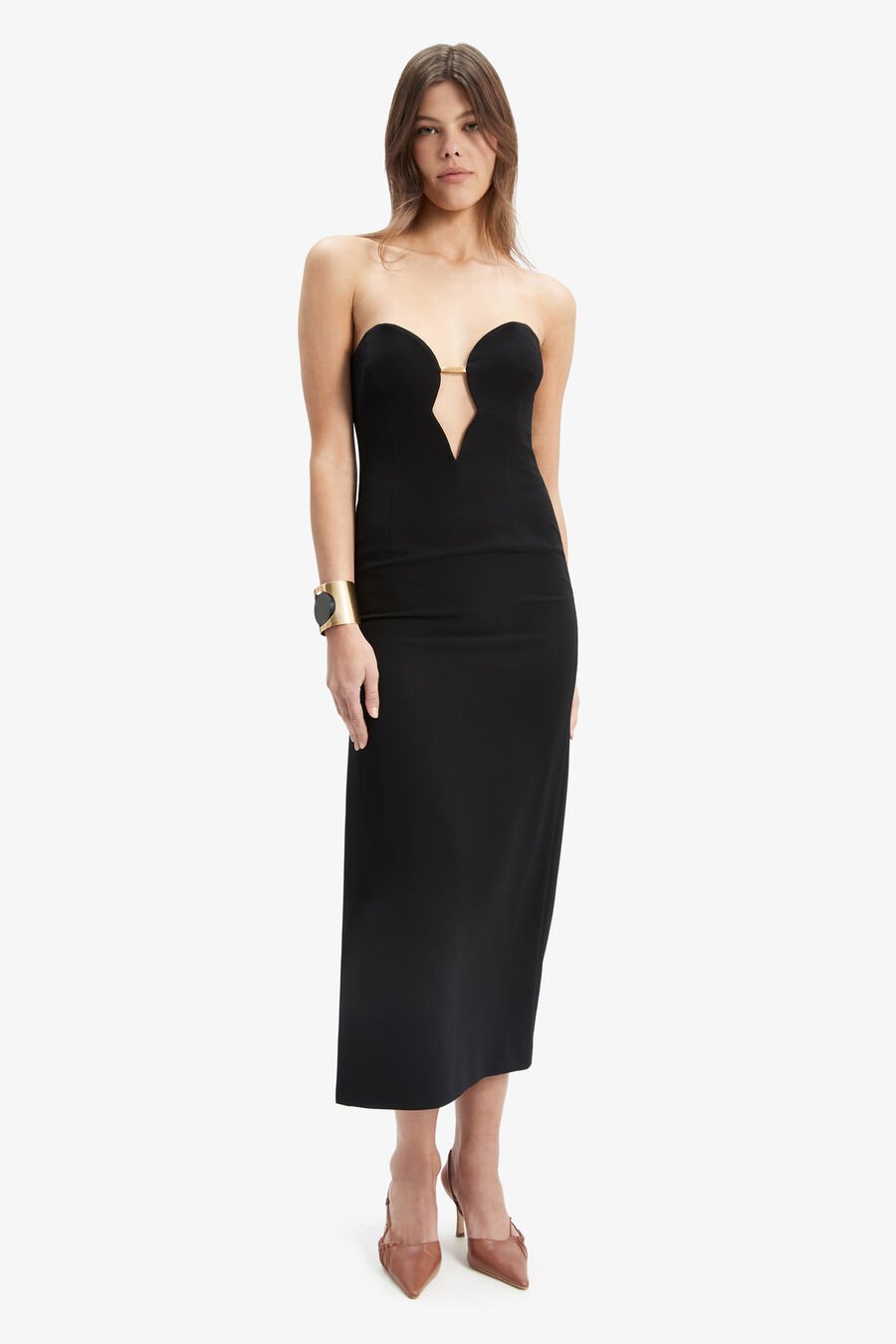 ELENI CHAIN MIDI DRESS in colour BLACK