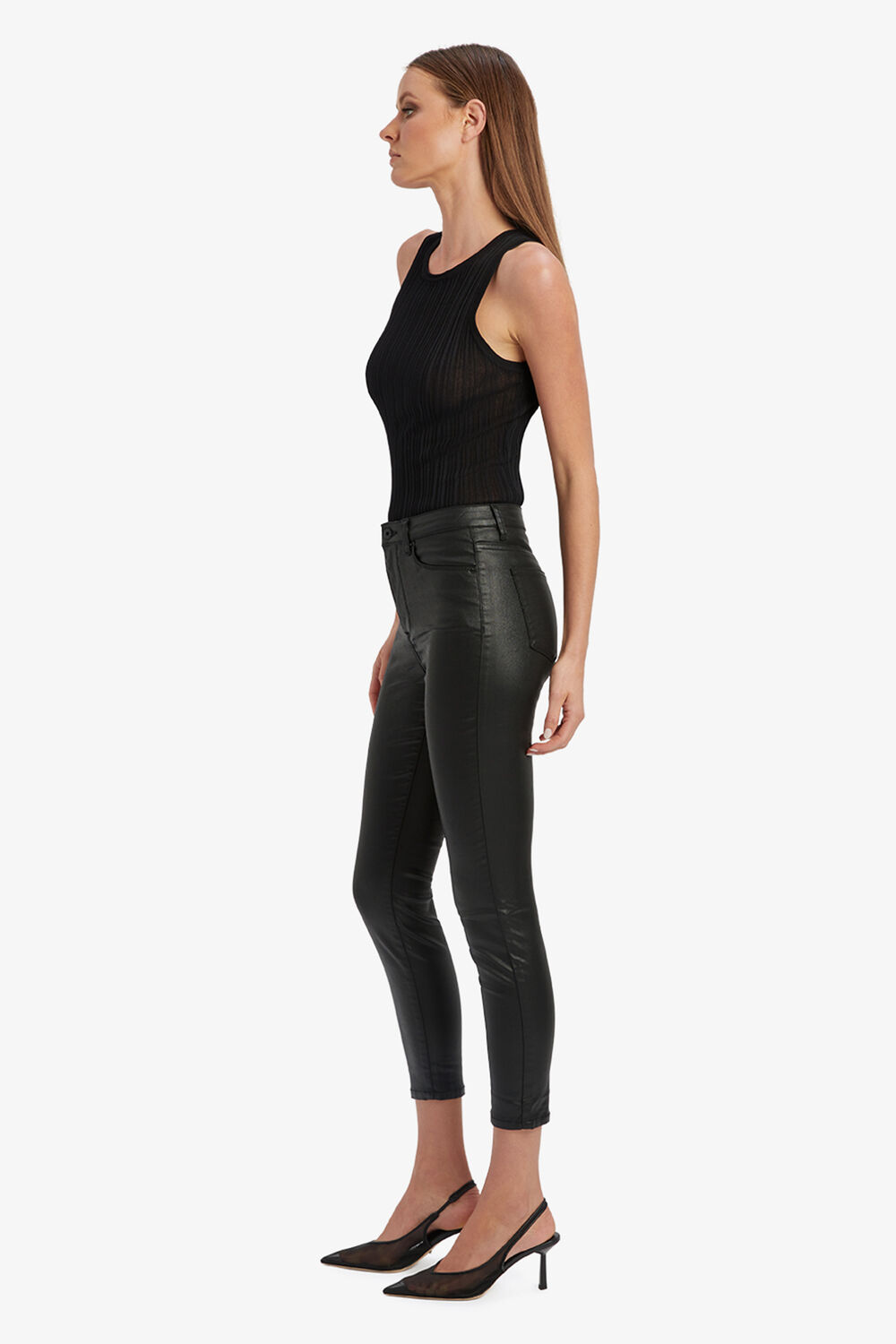 KHLOE CROP COATED in colour JET BLACK