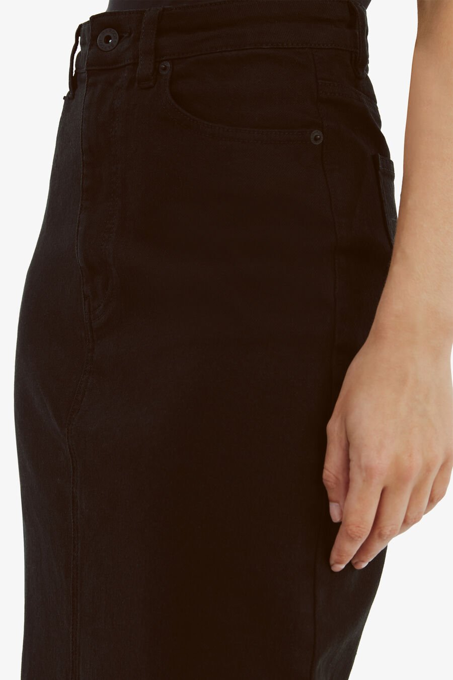 EVIANNA DENIM MAXI SKIRT in colour BLACK