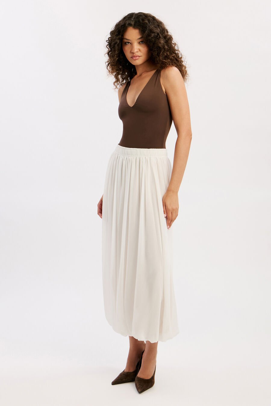 CORINA CHIFFON MAXI SKIRT in colour IVORY
