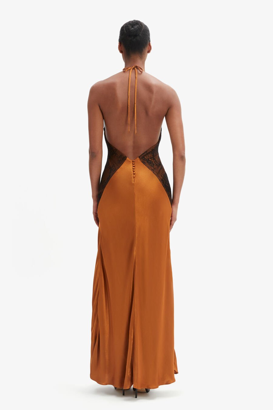 ESTRELLA HALTER MAXI DRESS in colour TOFFEE