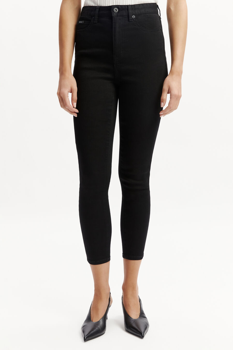 KHLOE HI CROP JEANS in colour BLACK