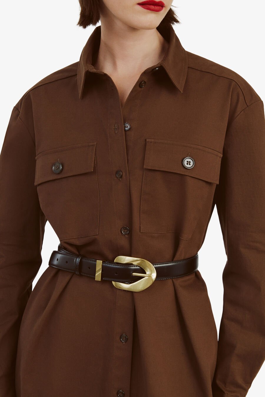 TYBI COTTON SHIRT in colour CHOCOLATE
