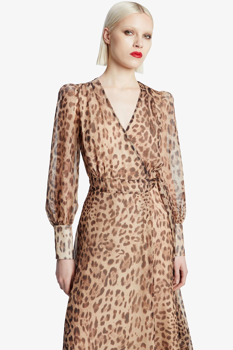 LUCIANNA MAXI WRAP DRESS in colour Brown Leopard
