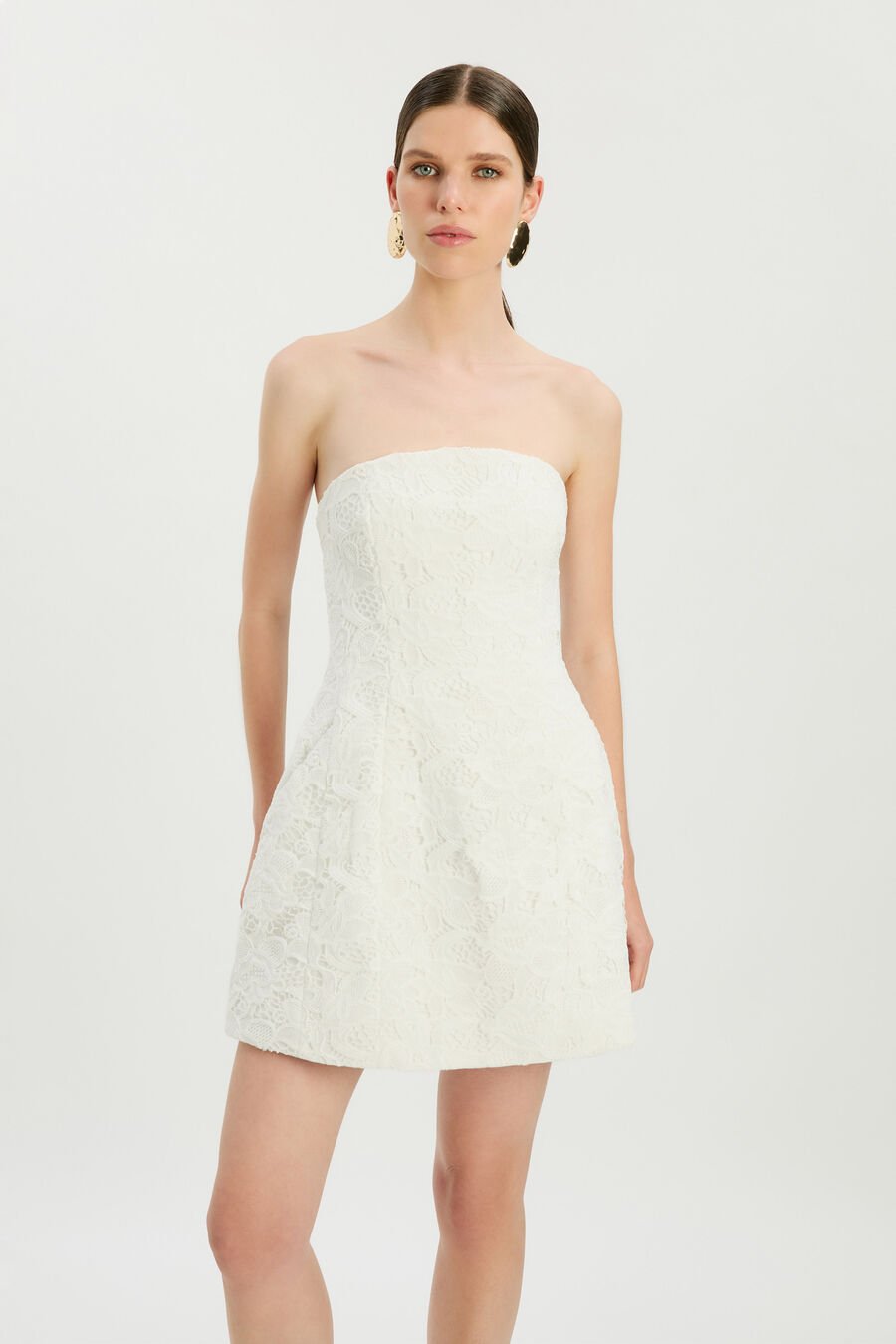 KAROLINE LACE MINI DRESS in colour Orchid white