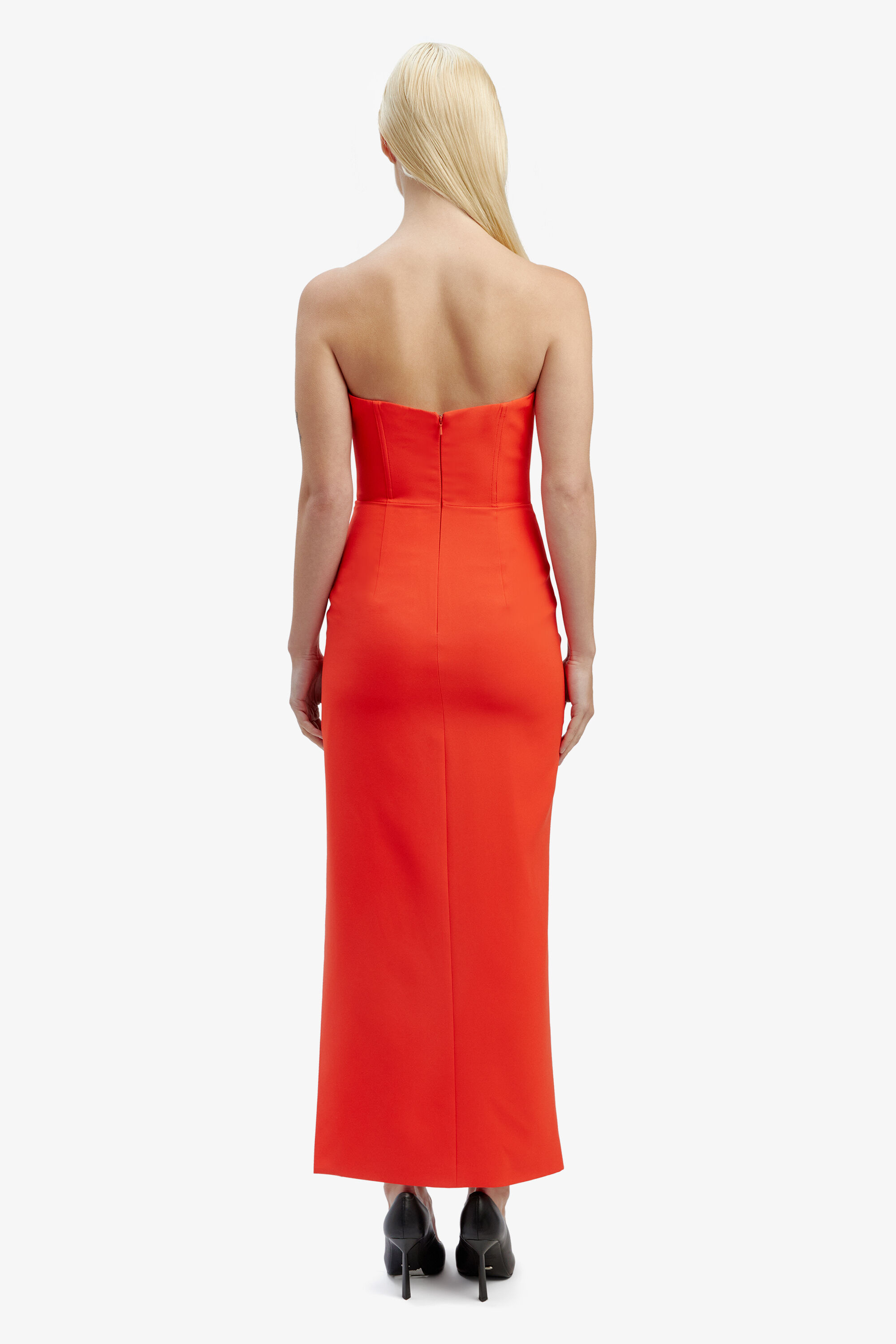 Orange bardot midi dress clearance