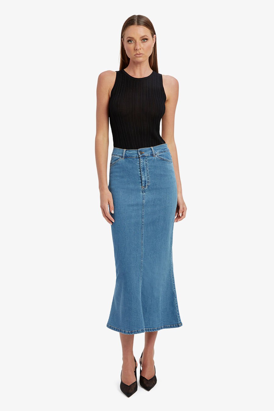 LARENCE DENIM MAXI SKIRT