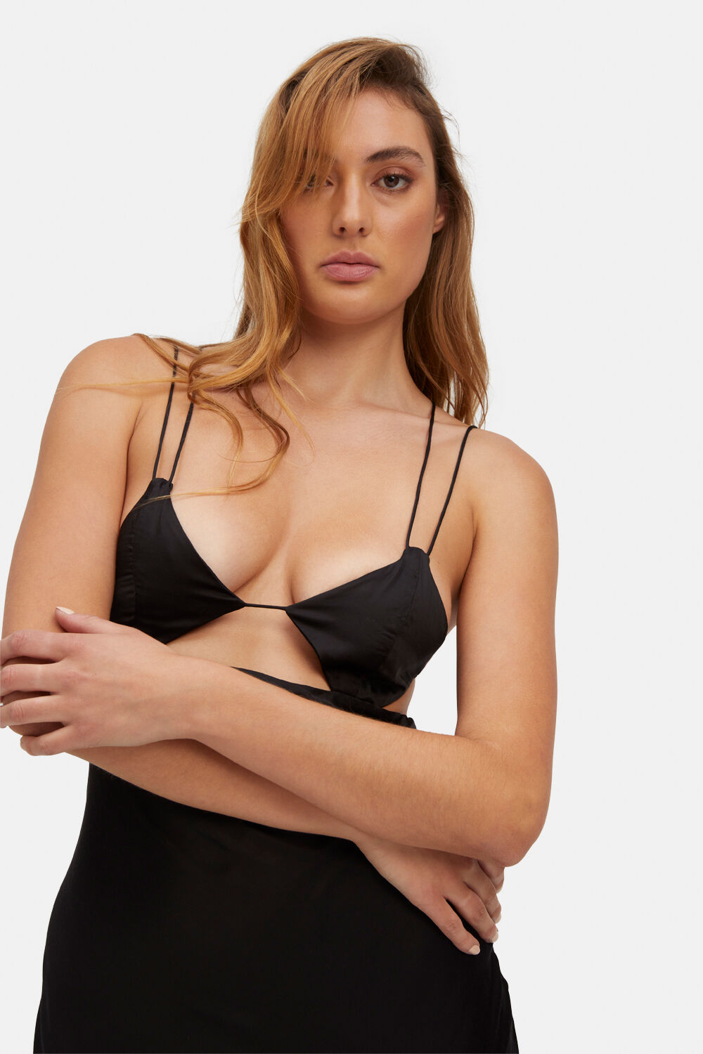 LUCIA MIDI SLIP DRESS in colour CAVIAR