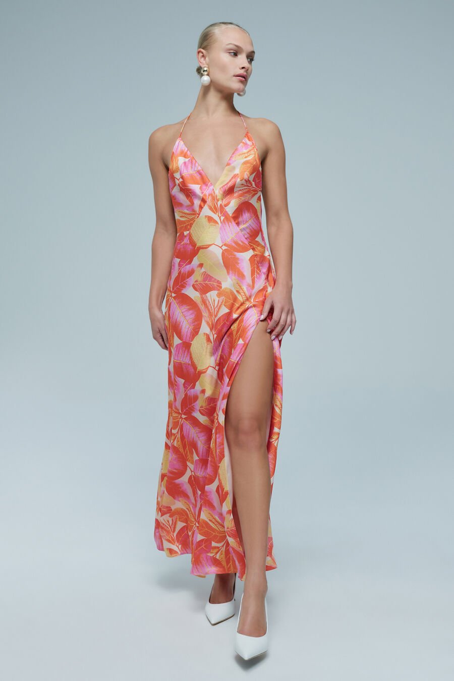 Yve Halter Printed Maxi Dress