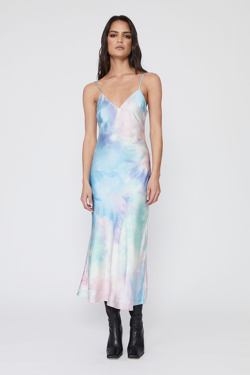 Tie dye silk slip dress outlet