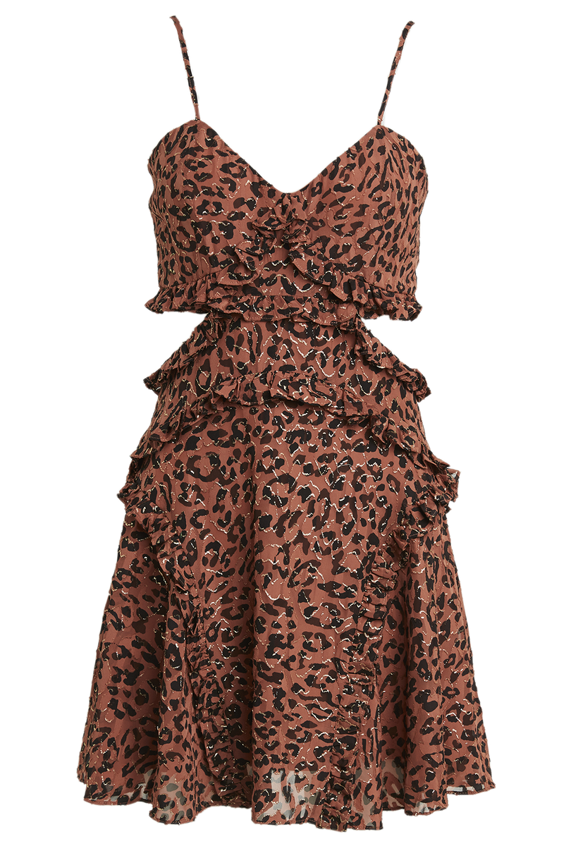 LEOPARD FRILL DRESS