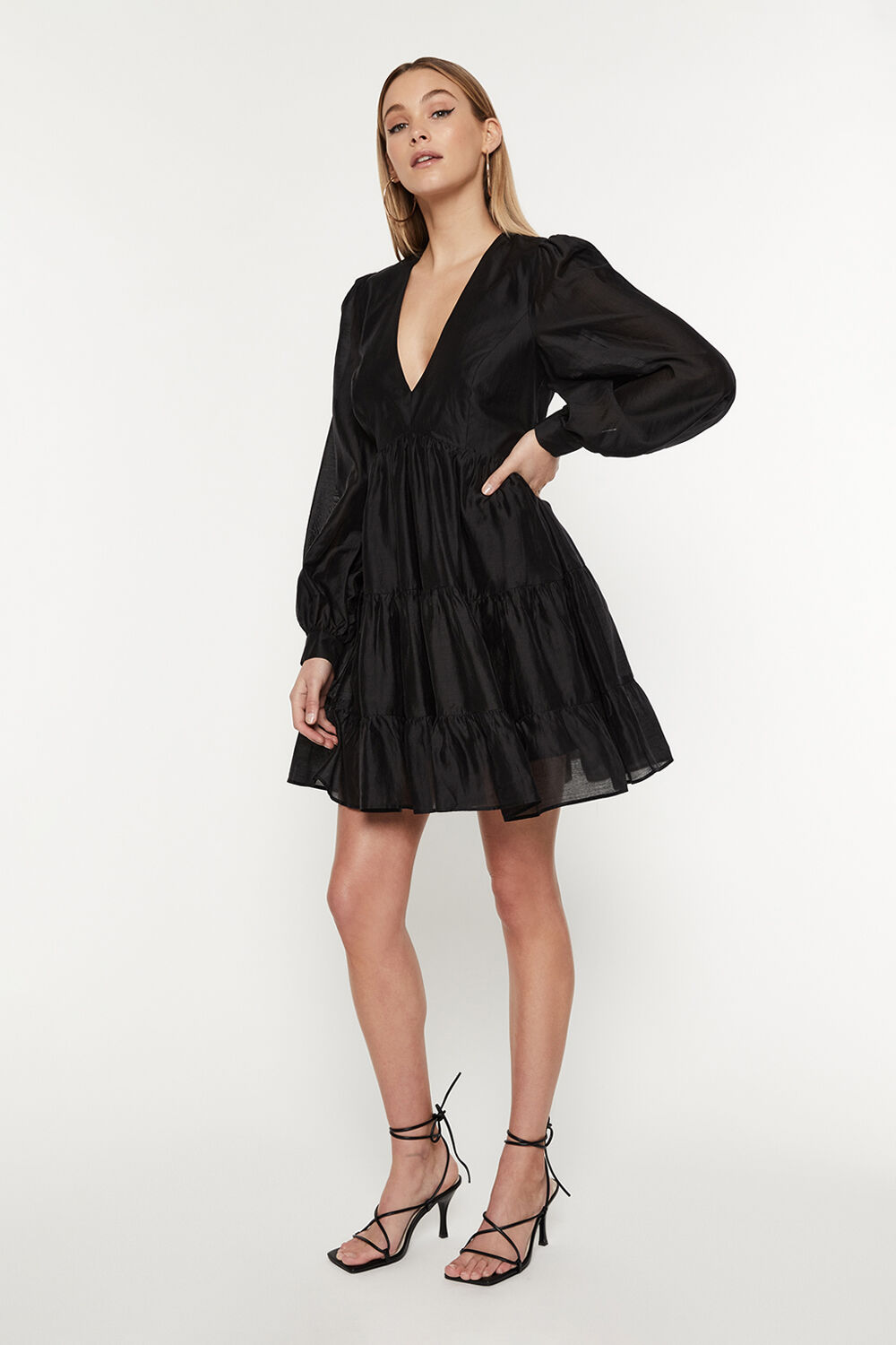 HARLOW MINI DRESS in colour CAVIAR