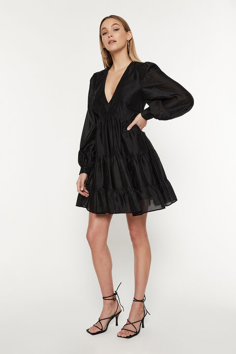 HARLOW MINI DRESS in colour CAVIAR