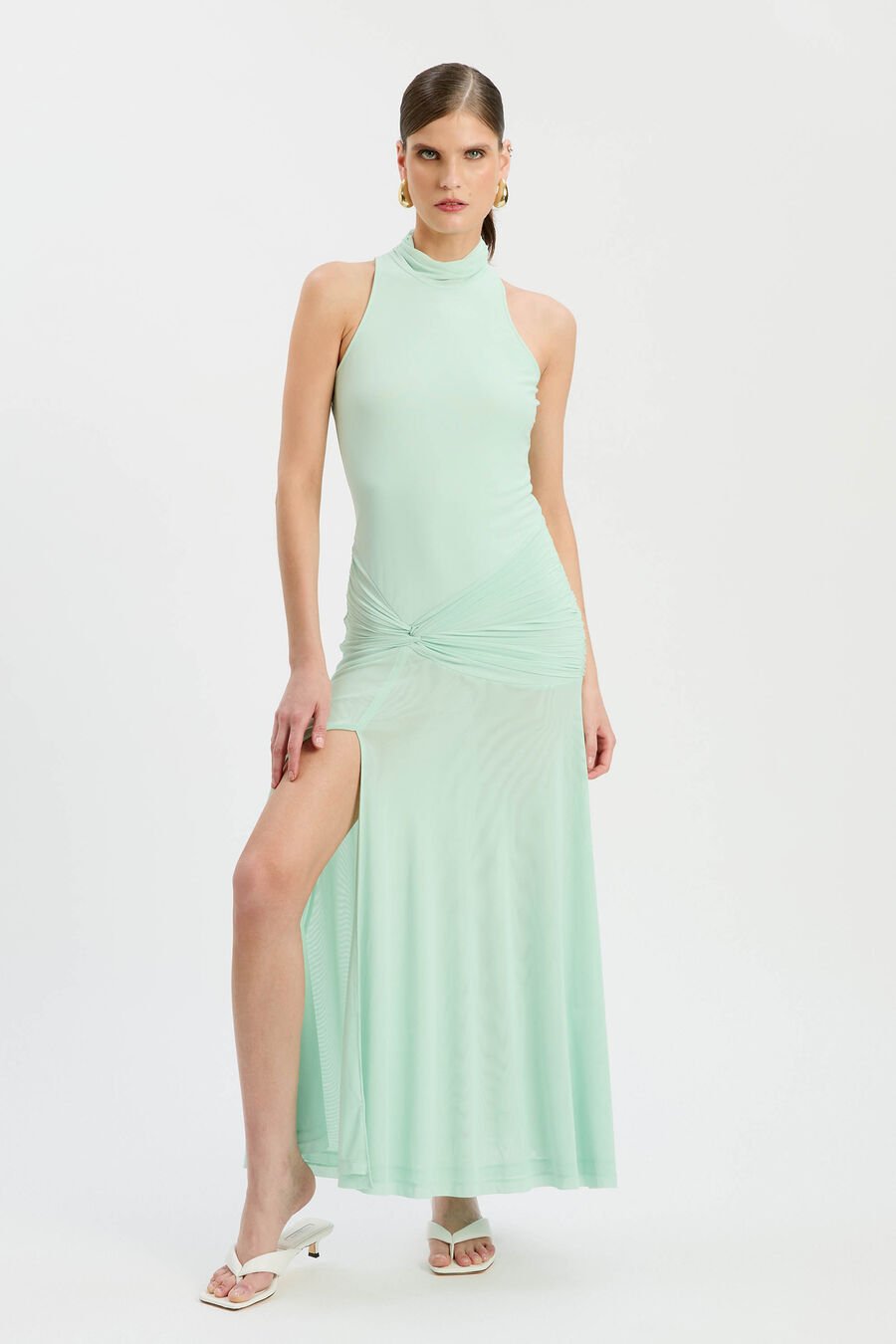 LEANNA MESH MIDI DRESS in colour Peppermint