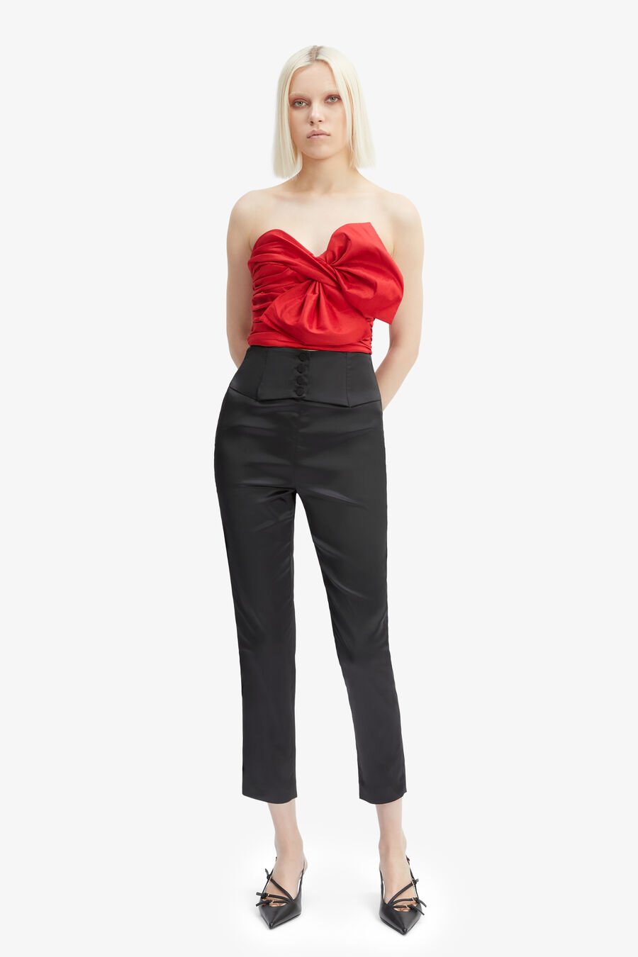 LEXANA BOW BUSTIER in colour FIRE RED