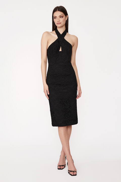 RIVIERA CORSET DRESS in colour CAVIAR