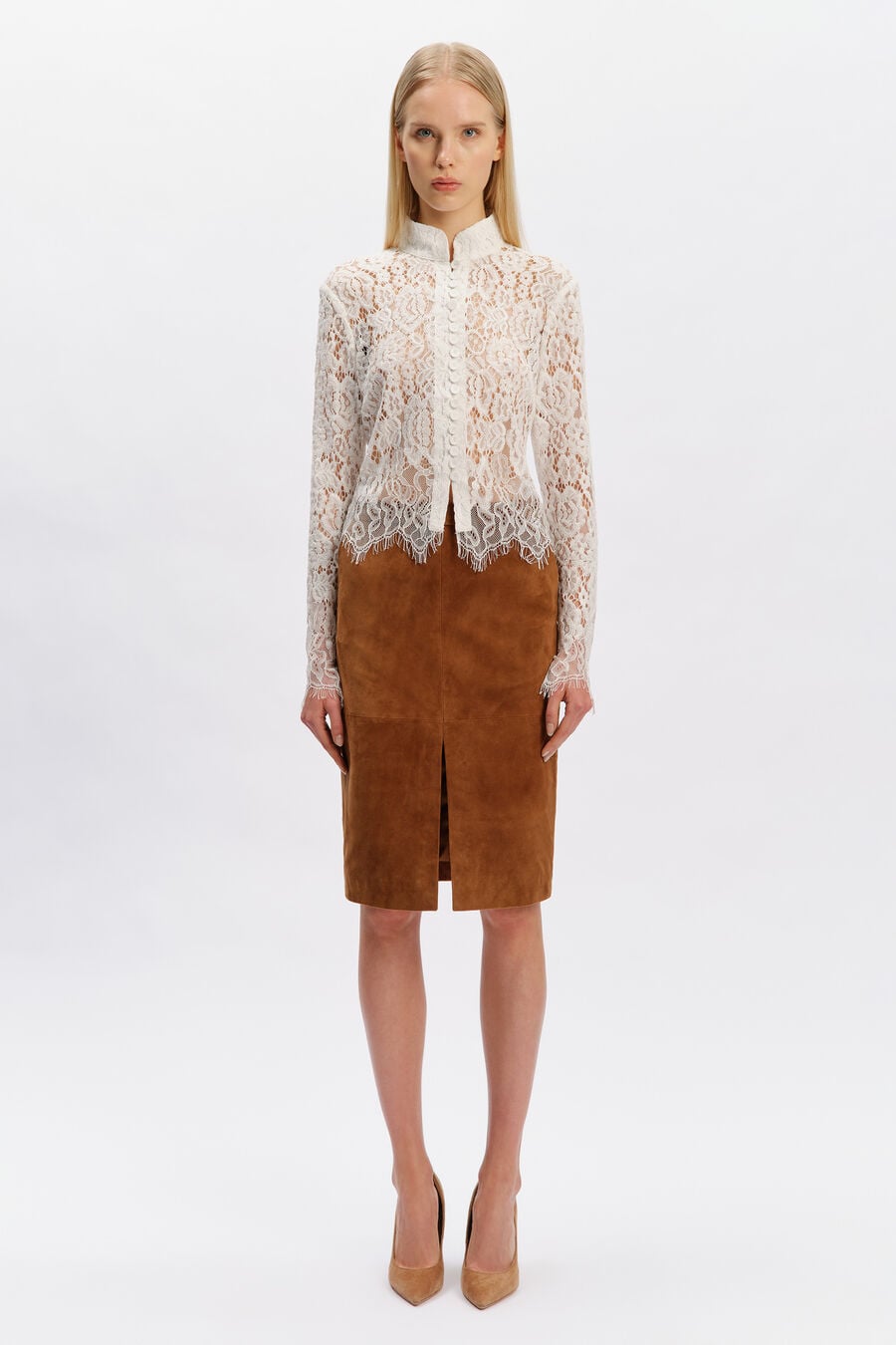 Remly Button Front Lace Top