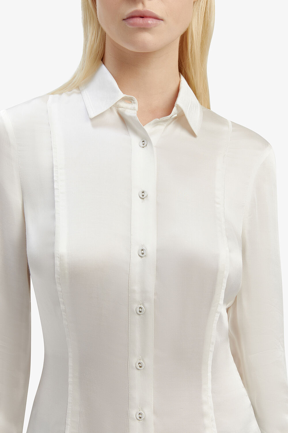 FITTED SATIN SHIRT in colour RAINY DAY