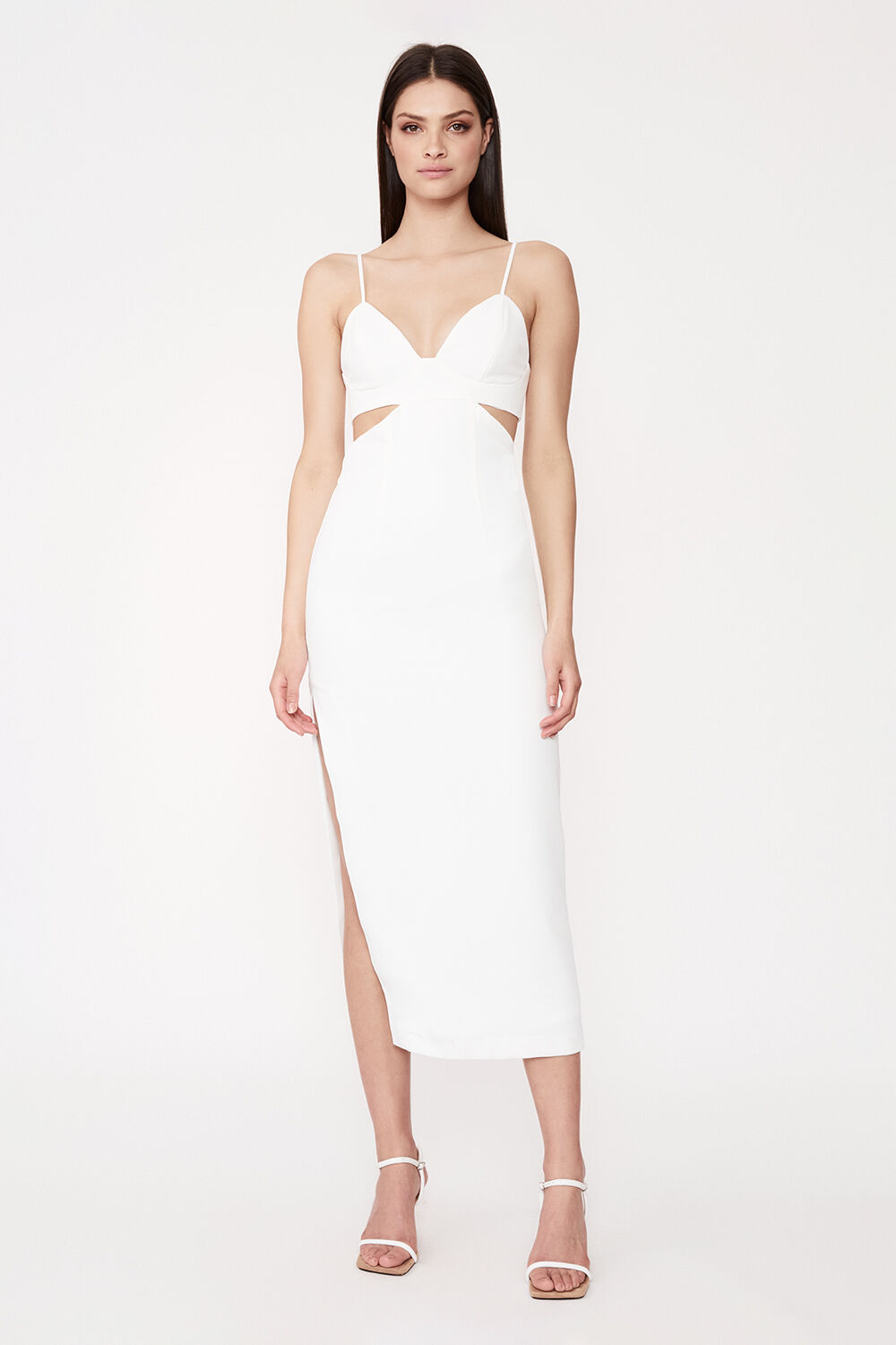CUT OUT SLIT MIDI in colour CLOUD DANCER