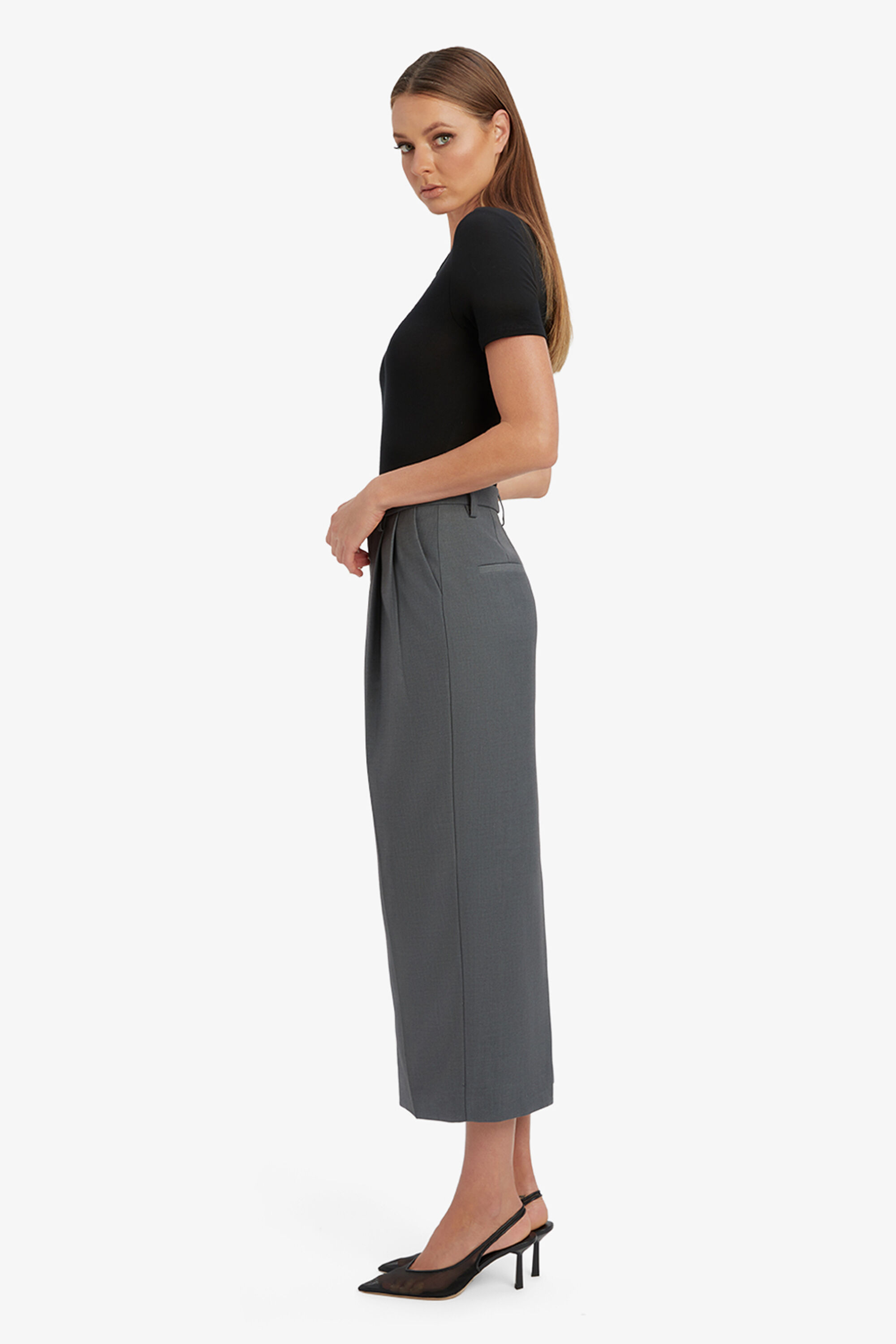 スカート AVANDRESS Rien Long Skirt DARK GREY ZD41SK05DKG Amiah Mid Rise Maxi Skirt In Dark Grey | Bardot