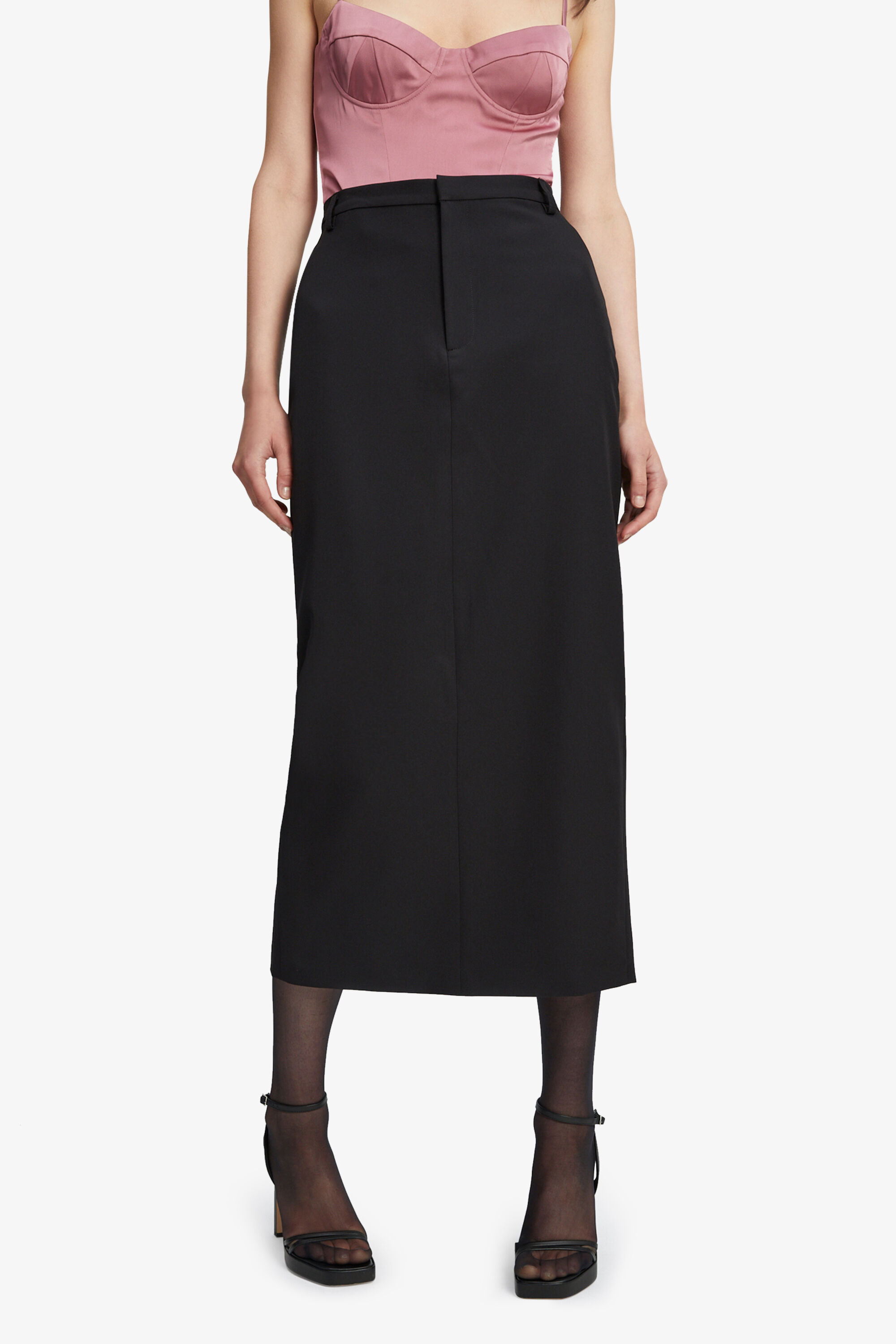 Tailored Midi Skirt In Black | Bardot