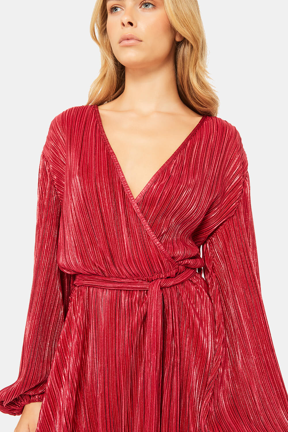 BELLISSA PLEAT DRESS in colour CORDOVAN