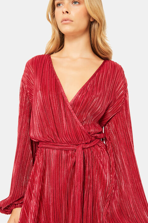 BELLISSA PLEAT DRESS in colour CORDOVAN