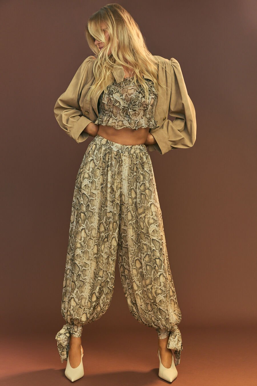 Alira Printed Frill Crop Top