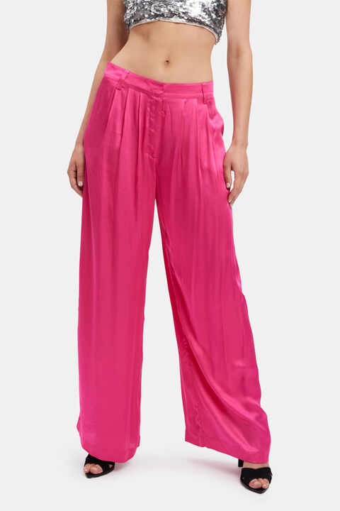 LENA PIN TUCK PANT in colour HOT PINK