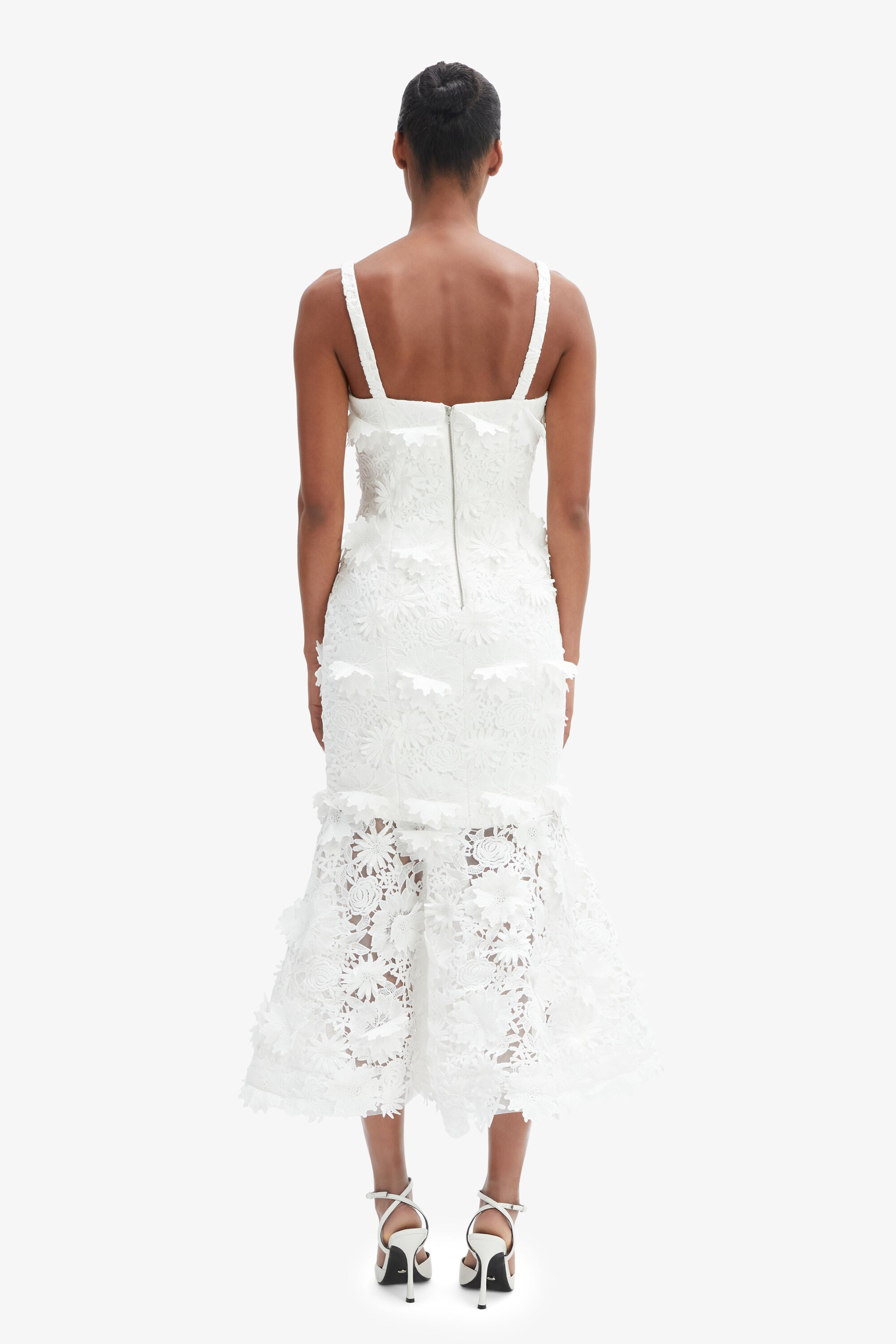 Marico Lace Midi Dress In Orchid White | Bardot