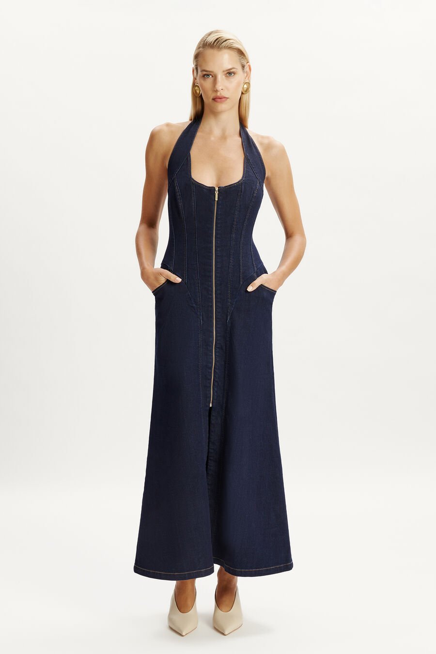 MARTEL DENIM MIDI DRESS in colour DARK