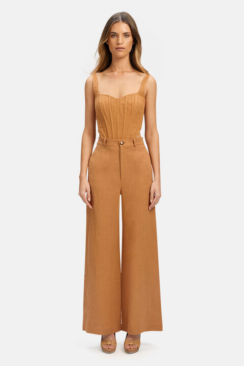 LINEN CORSET BUSTIER in colour HONEY MUSTARD