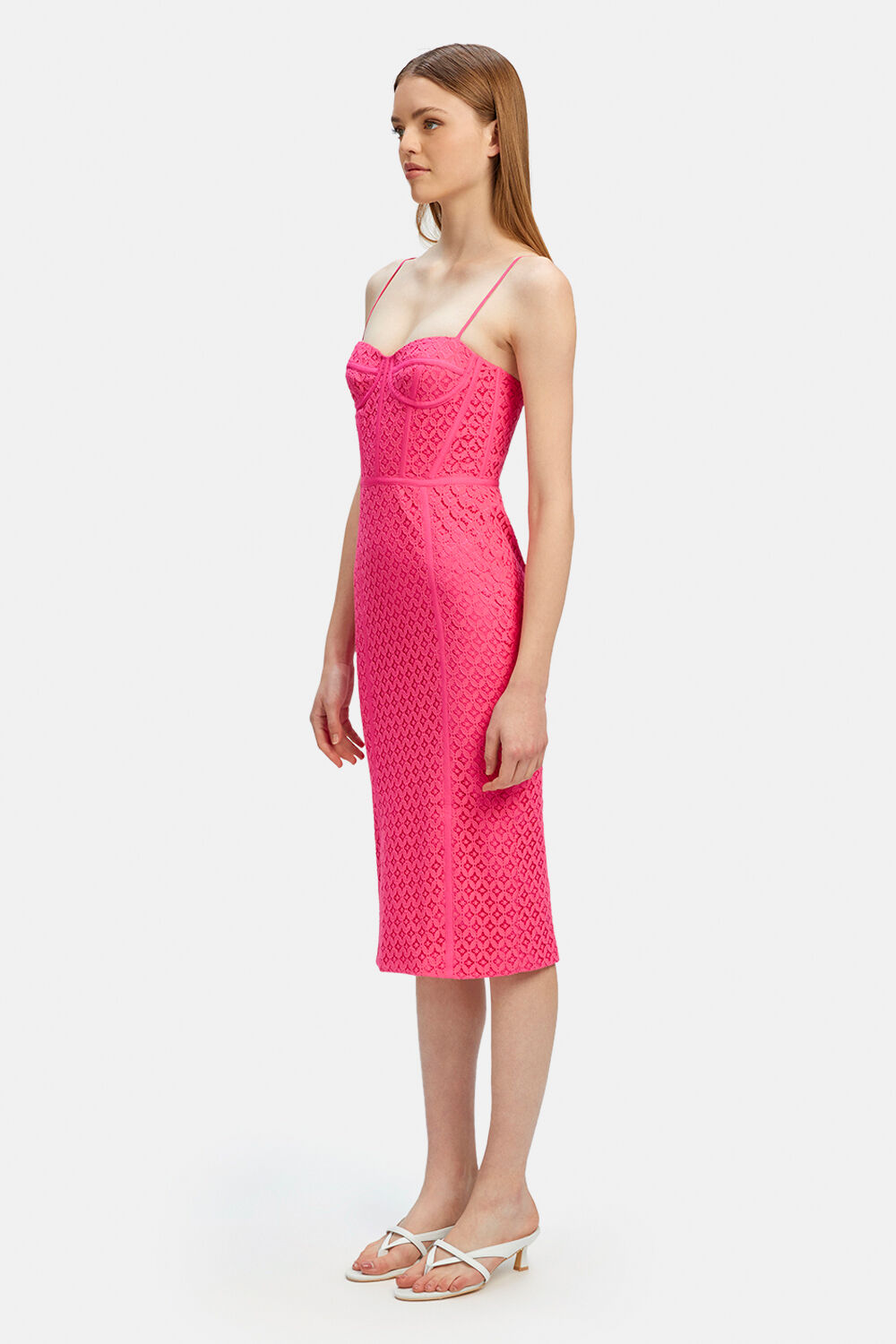 CHARLEY MIDI LACE DRESS in colour BEETROOT PURPLE