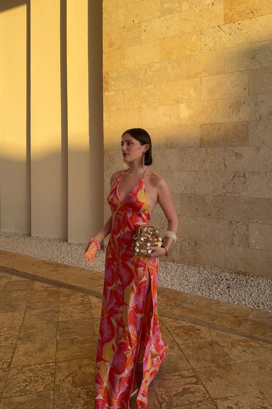 Yve Halter Printed Maxi Dress