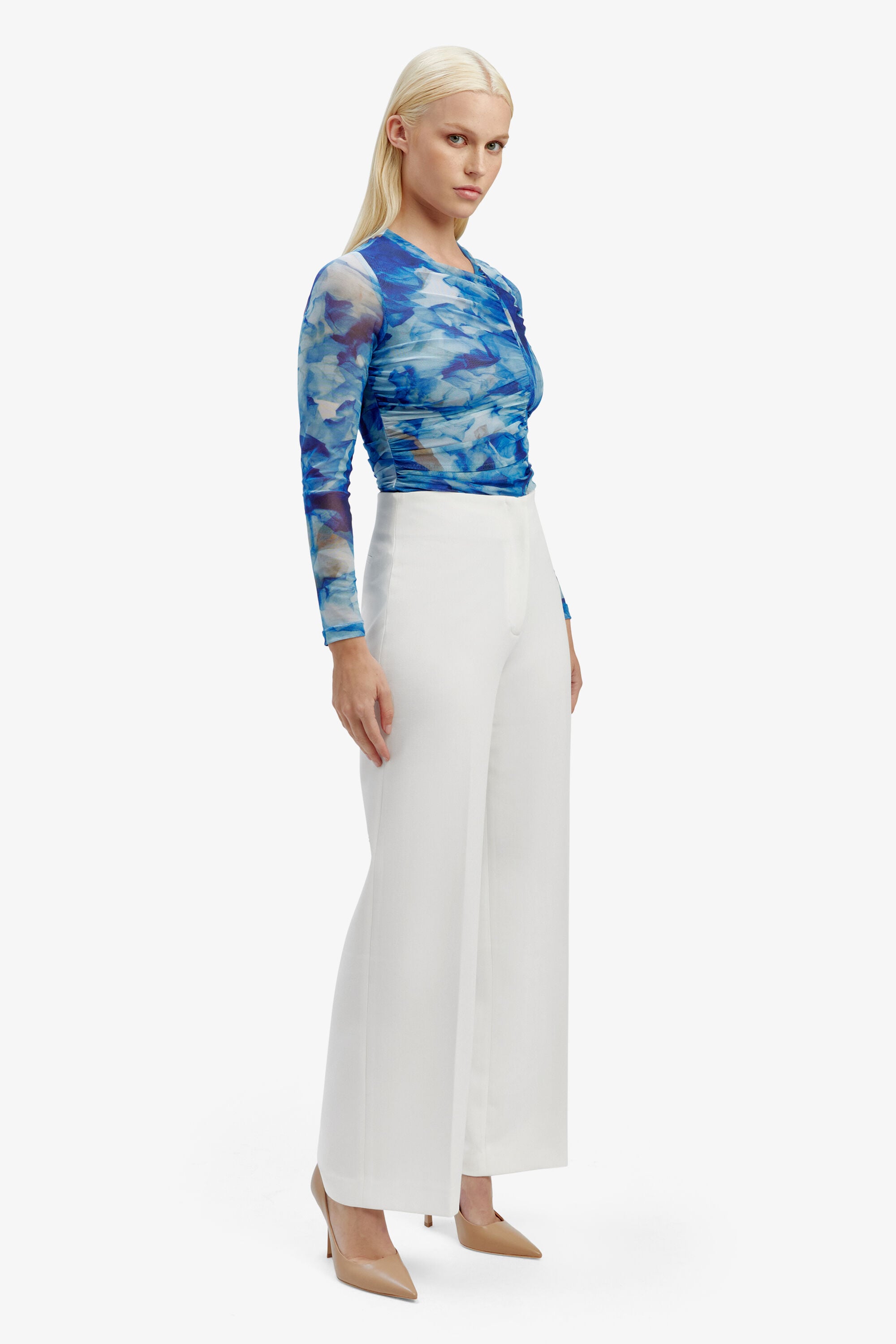 Anna Mid Waist Tailored Pant In Orchid White | Bardot display picture 1