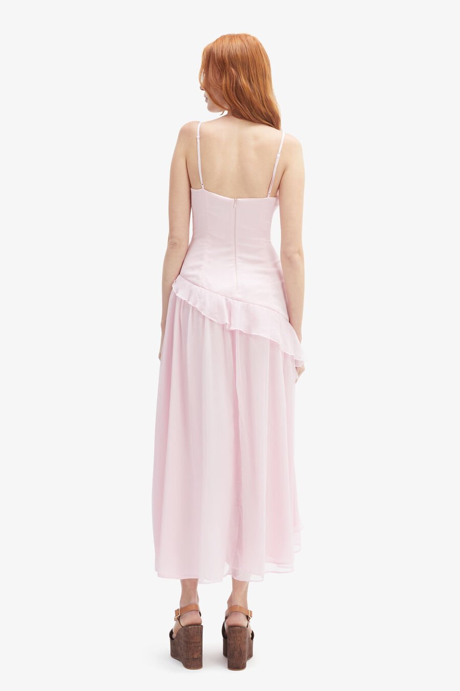YVANNA RUFFLE MAXI DRESS in colour SOFT PINK