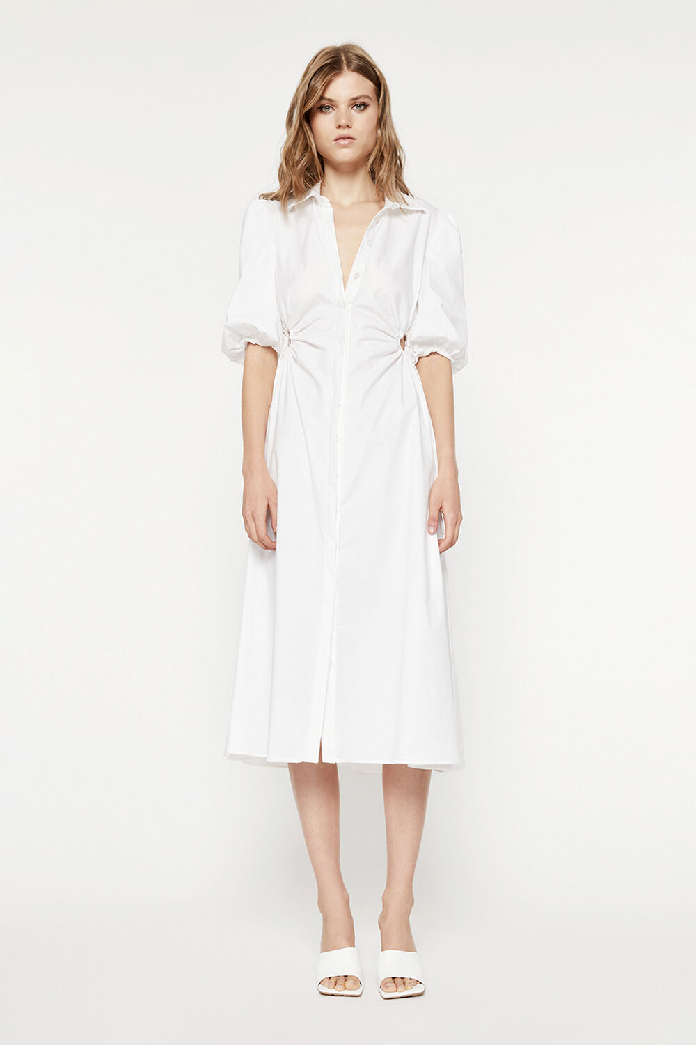 CUT OUT MIDI SHIRT DRESS