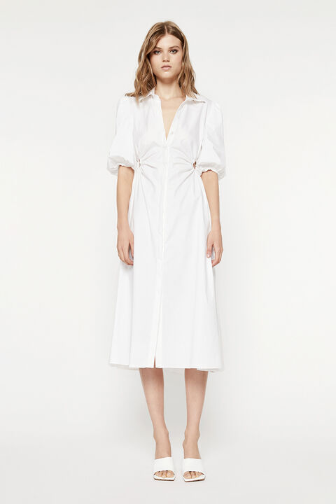 CUT OUT MIDI SHIRT DRESS in colour BRIGHT WHITE